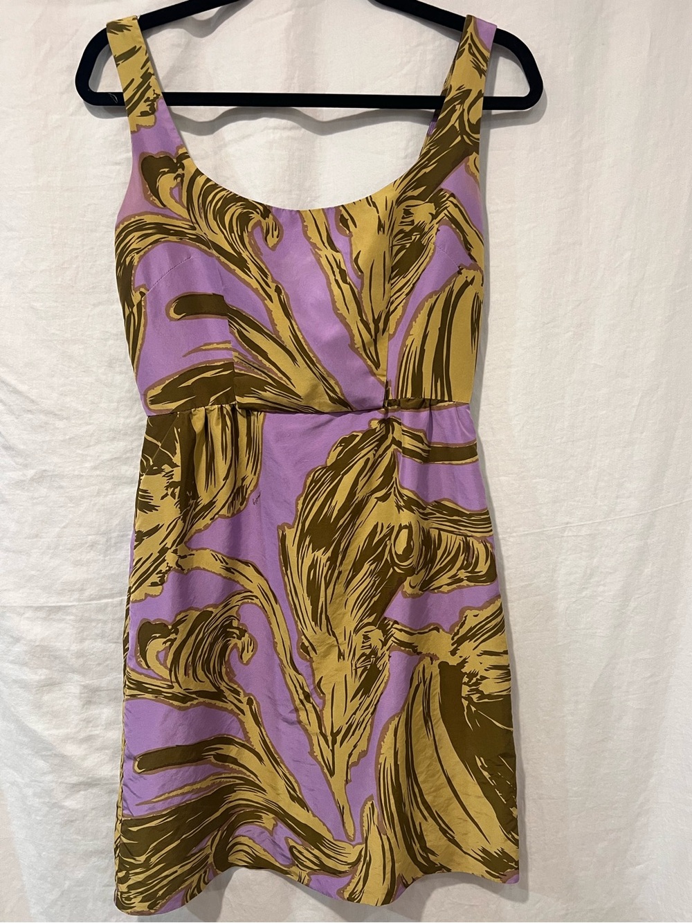 Vintage Milly of New York Silk Dress Purple Brown Abstract Print Mini Dress - 2